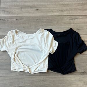 Fabletics  Black and White open back tops